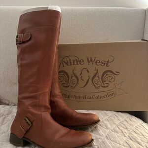 Nine West Tan Leather Riding Boots